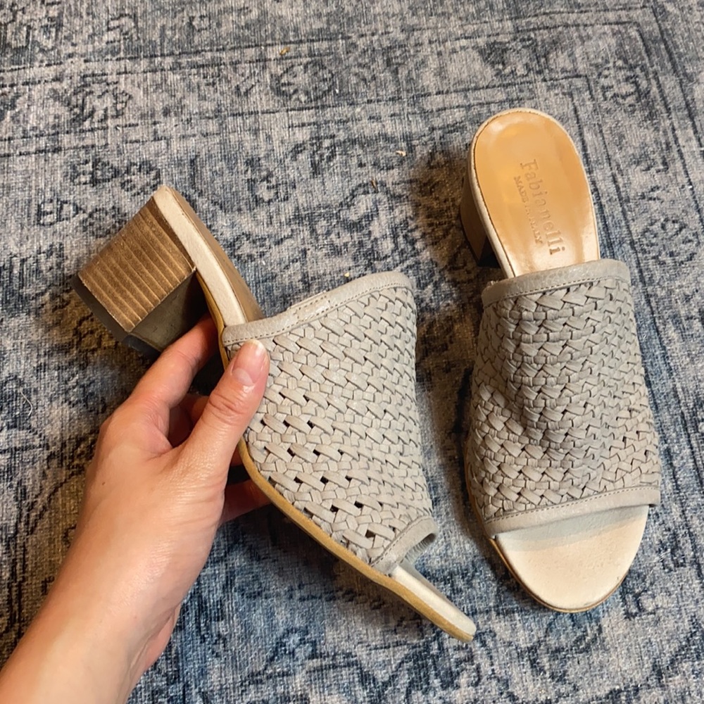 FABIANELLI Italian Woven Braided Leather Mule Heel